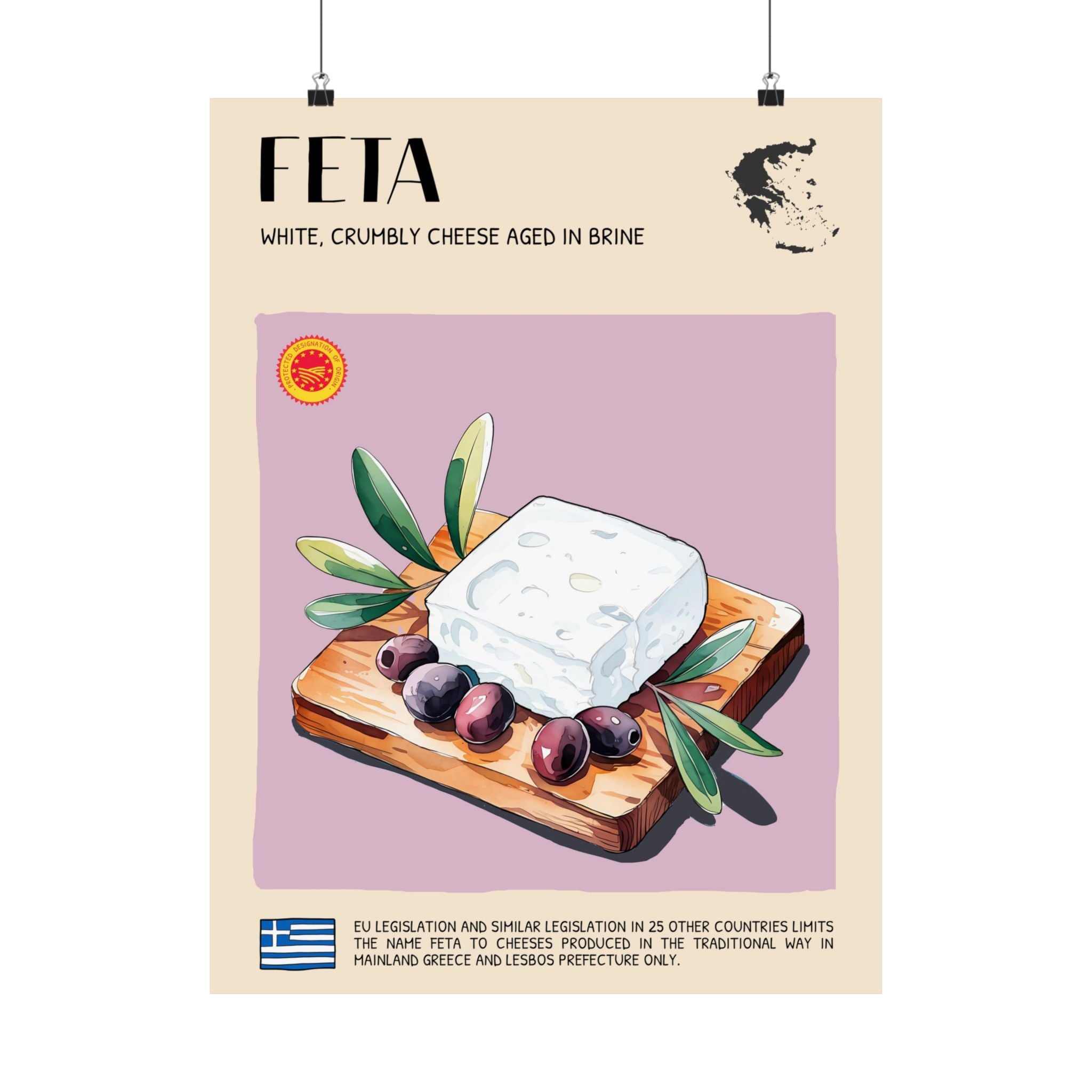 Feta Cheese Poster — Kitchen Art Vertical Matte Print