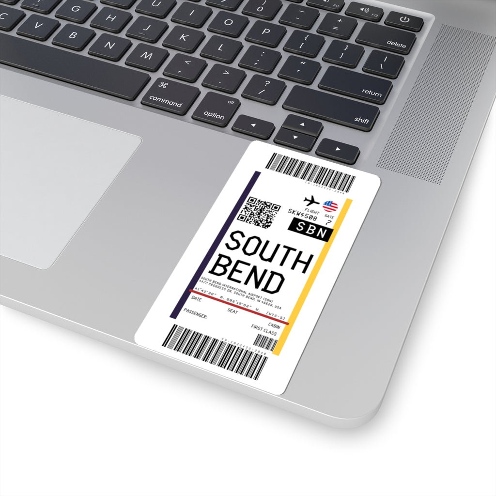 South Bend International Airport (SBN) Boarding Pass Sticker — Travel Luggage Decal