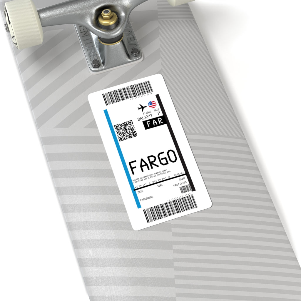 Hector International Airport (FAR) Boarding Pass Sticker — Travel Luggage Decal