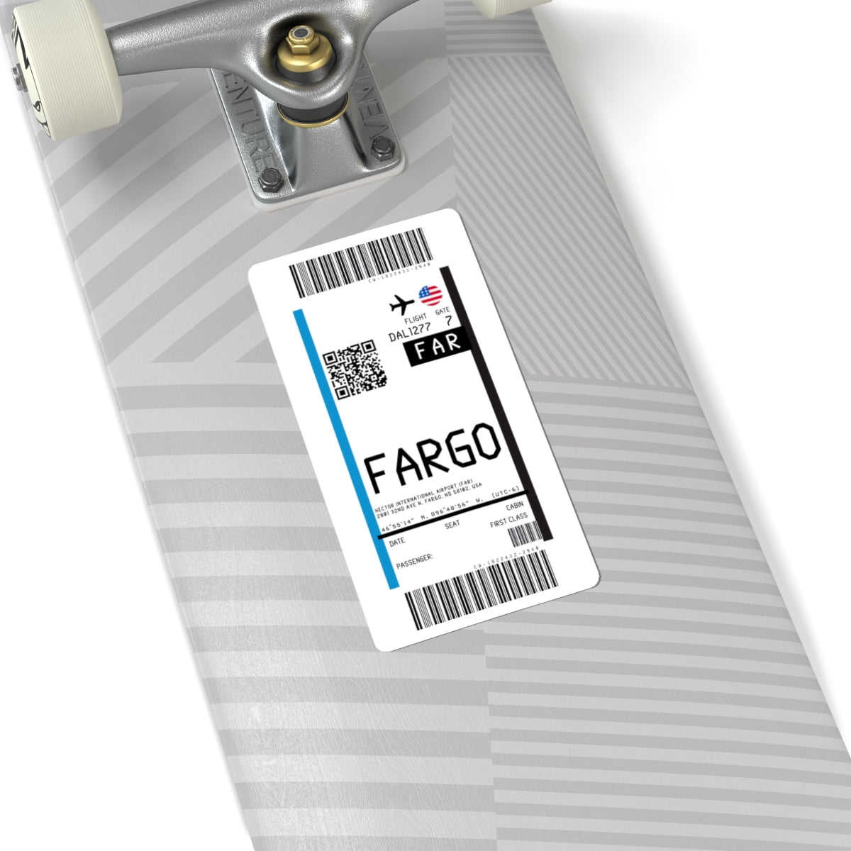 Hector International Airport (FAR) Boarding Pass Sticker — Travel Luggage Decal