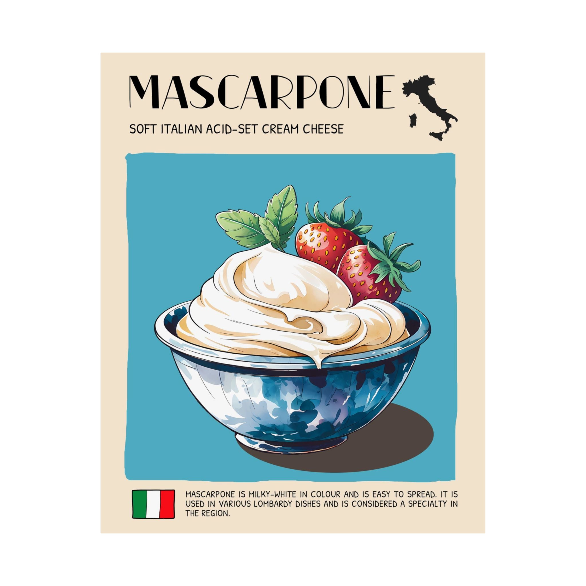 Mascarpone CheesePoster —  Kitchen Art Vertical Matte Print