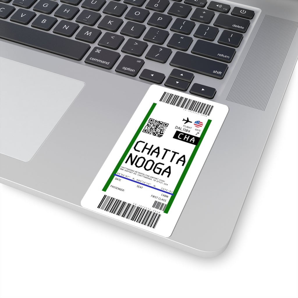 Chattanooga Metropolitan Airport (CHA) Boarding Pass Sticker — Travel Luggage Decal