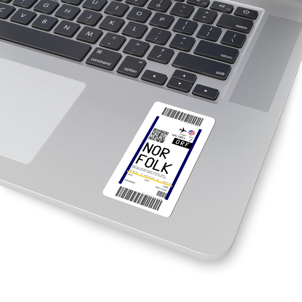 Norfolk International Airport (ORF) Boarding Pass Sticker — Travel Luggage Decal