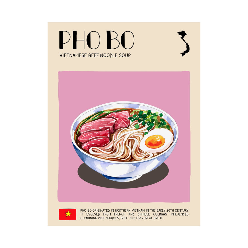 Pho Bo Poster — Matte Vietnamese Street Food Kitchen Art