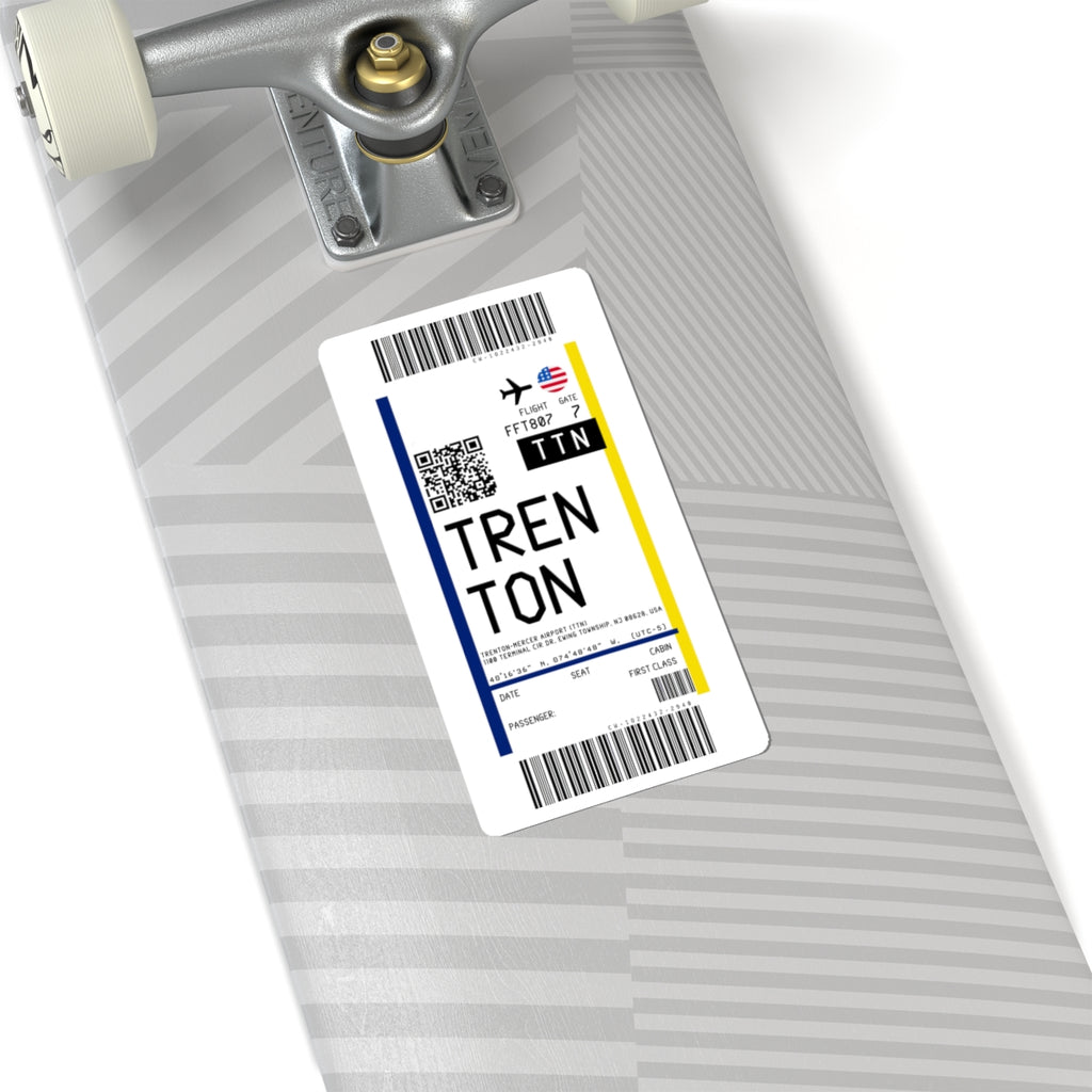 Trenton–Mercer Airport (TTN) Boarding Pass Sticker — Travel Luggage Decal