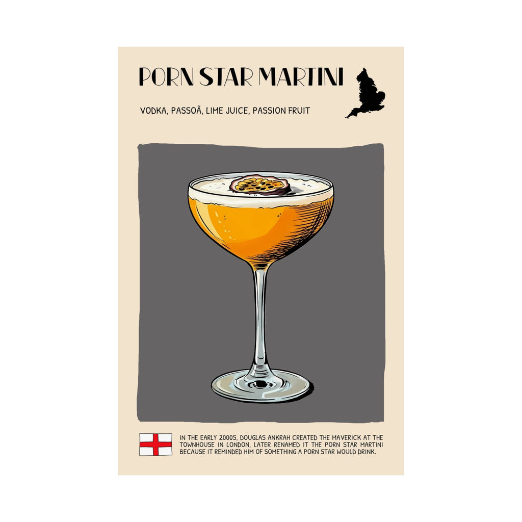 Pornstar Martini Poster — Cocktail Recipe Matte Vertical Art Print
