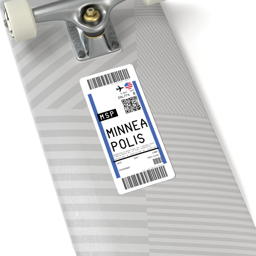 Minneapolis–Saint Paul International Airport (MSP) Boarding Pass Sticker — Travel Luggage Decal