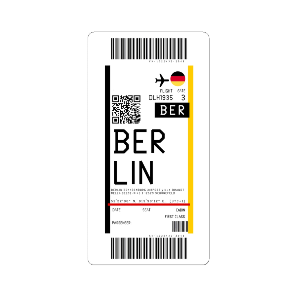 Berlin Brandenburg Airport (BER) Boarding Pass Sticker — Travel Luggage Decal