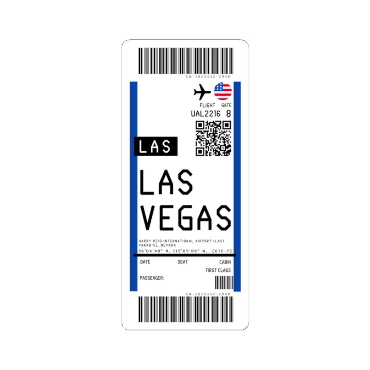 Harry Reid International Airport (LAS) Boarding Pass Sticker — Travel Luggage Decal