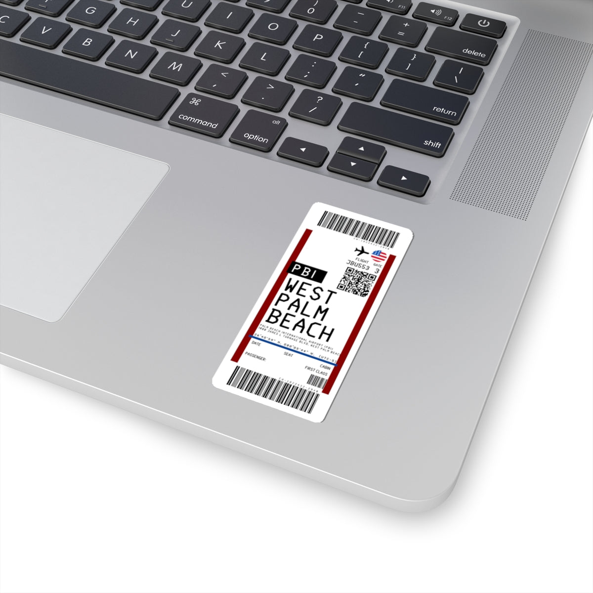 Palm Beach International Airport (PBI) Boarding Pass Sticker — Travel Luggage Decal