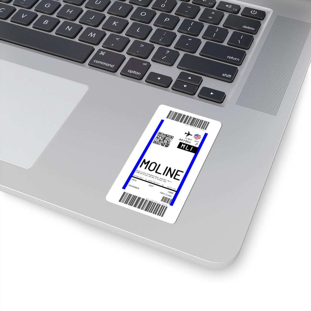 Quad Cities International Airport (MLI) Boarding Pass Sticker — Travel Luggage Decal