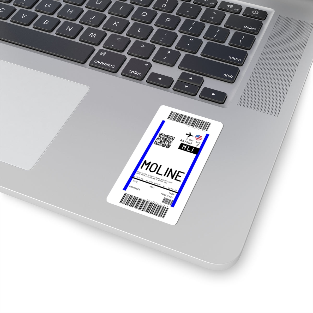 Quad Cities International Airport (MLI) Boarding Pass Sticker — Travel Luggage Decal