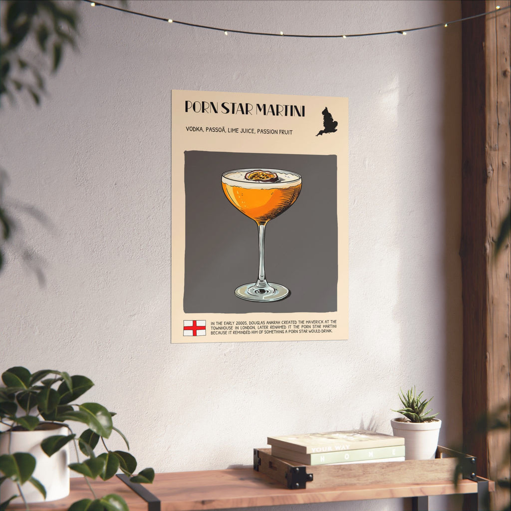 Pornstar Martini Poster — Cocktail Recipe Matte Vertical Art Print