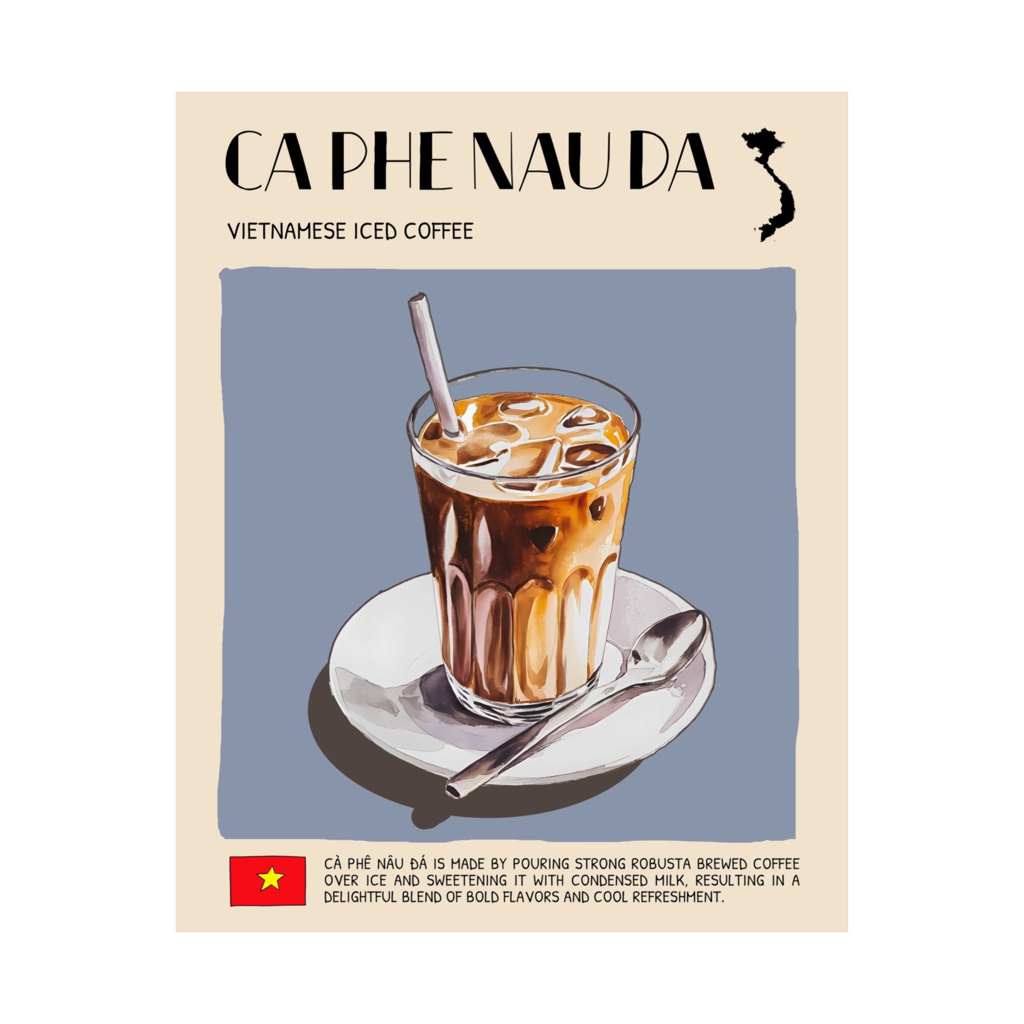 Ca Phe Nau Da Matte Poster — Vietnamese Food Kitchen Art