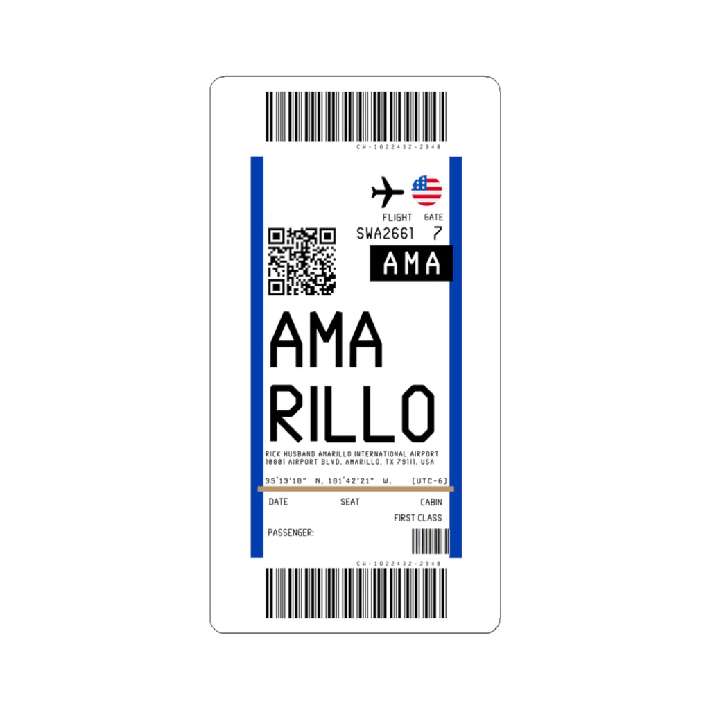 Rick Husband Amarillo International Airport (AMA) Boarding Pass Sticker — Travel Luggage Decal