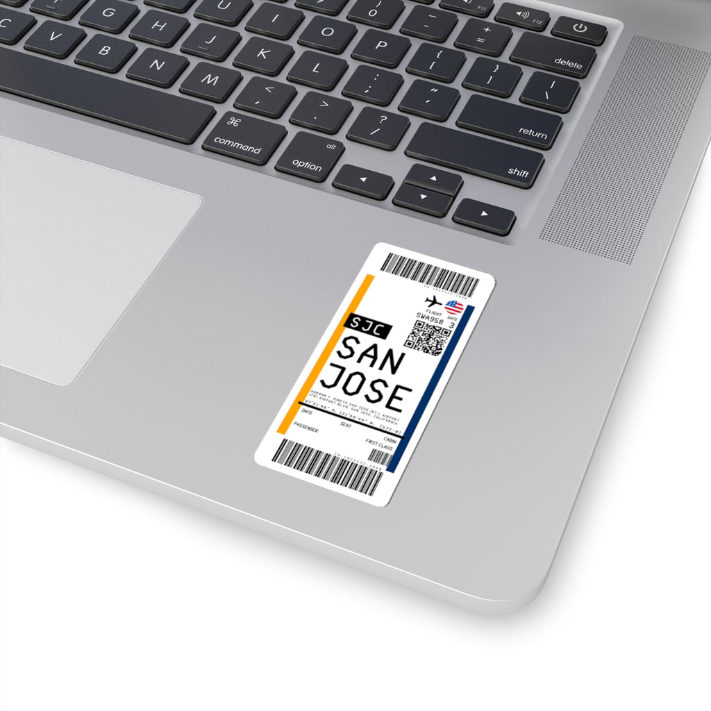San Jose Mineta International Airport (SJC) Boarding Pass Sticker — Travel Luggage Decal