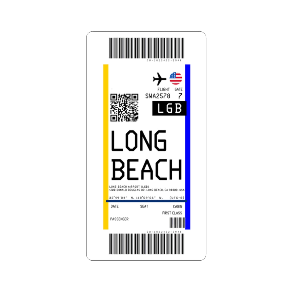 Long Beach Airport (LGB) Boarding Pass Sticker — Travel Luggage Decal