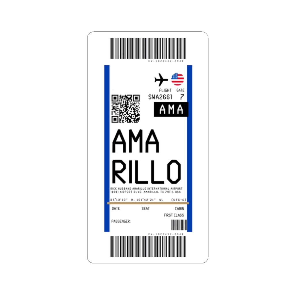 Rick Husband Amarillo International Airport (AMA) Boarding Pass Sticker — Travel Luggage Decal