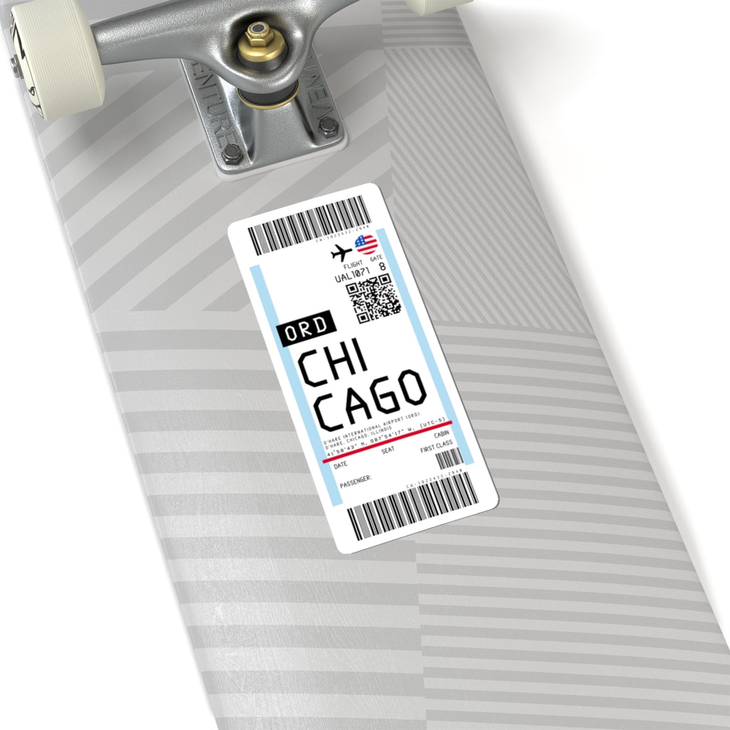 Chicago O'Hare International Airport (ORD) Boarding Pass Sticker — Travel Luggage Decal