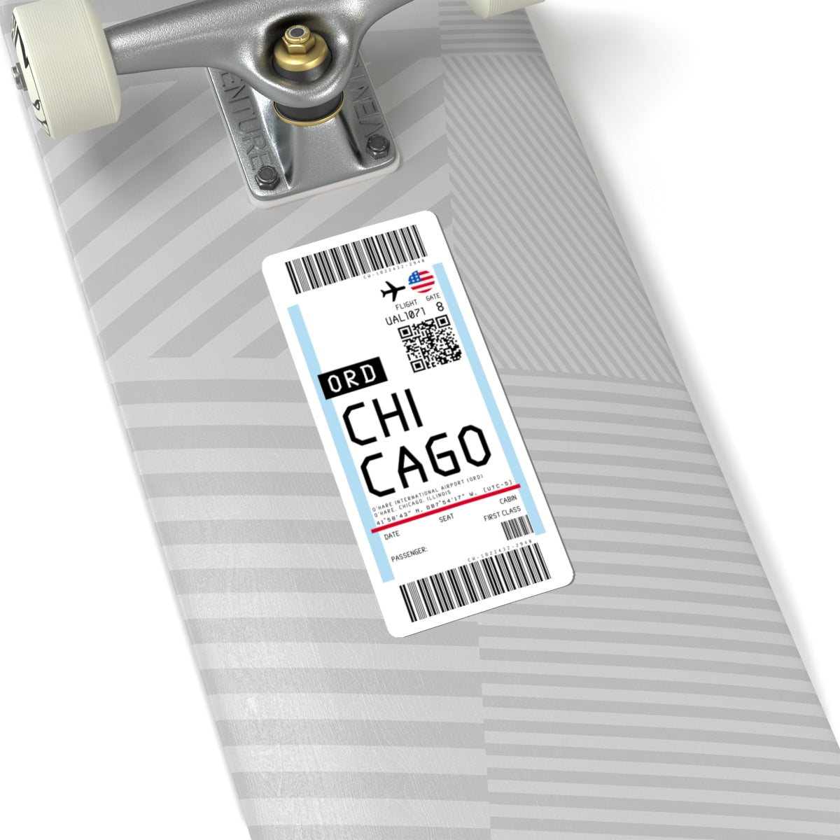 Chicago O'Hare International Airport (ORD) Boarding Pass Sticker — Travel Luggage Decal