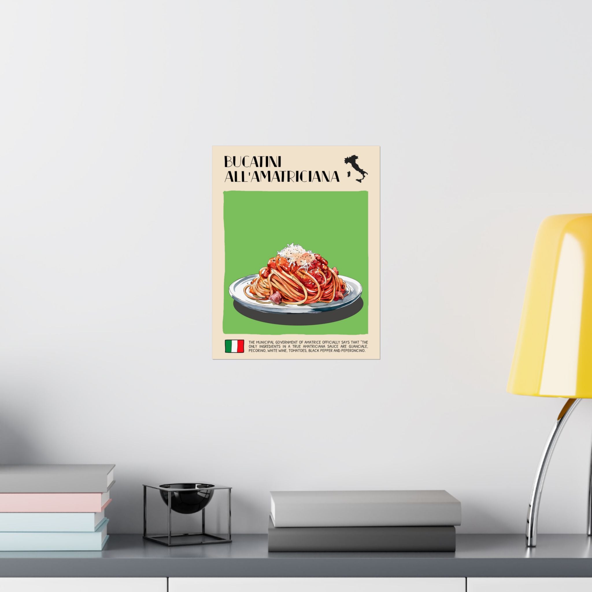 Bucatini all'Amatriciana Poster —  Kitchen Art Vertical Matte Print