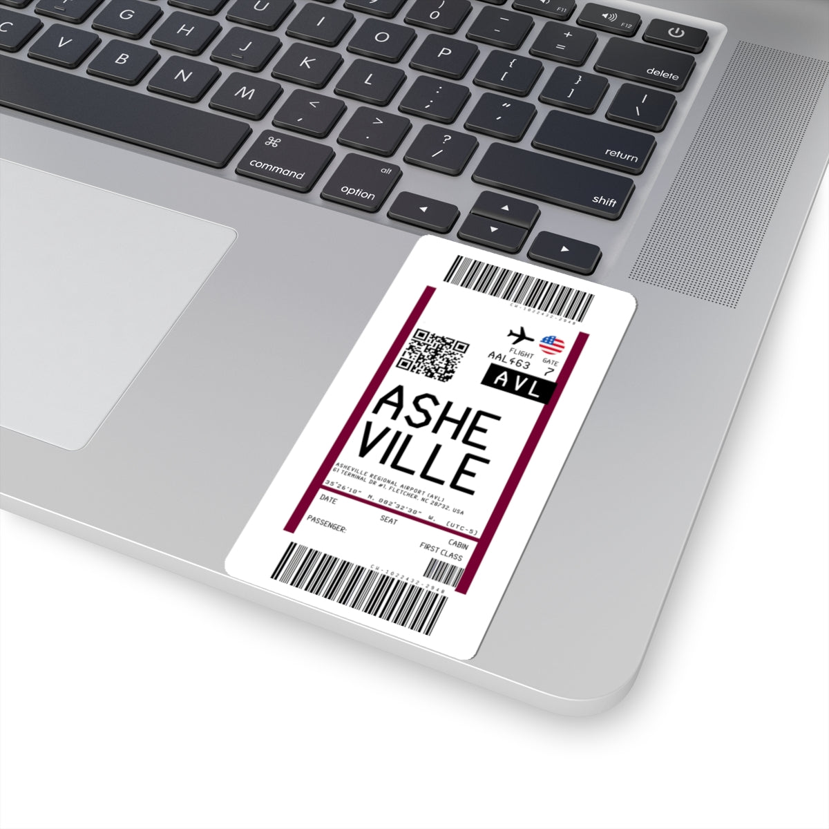 Asheville Regional Airport (AVL) Boarding Pass Sticker — Travel Luggage Decal