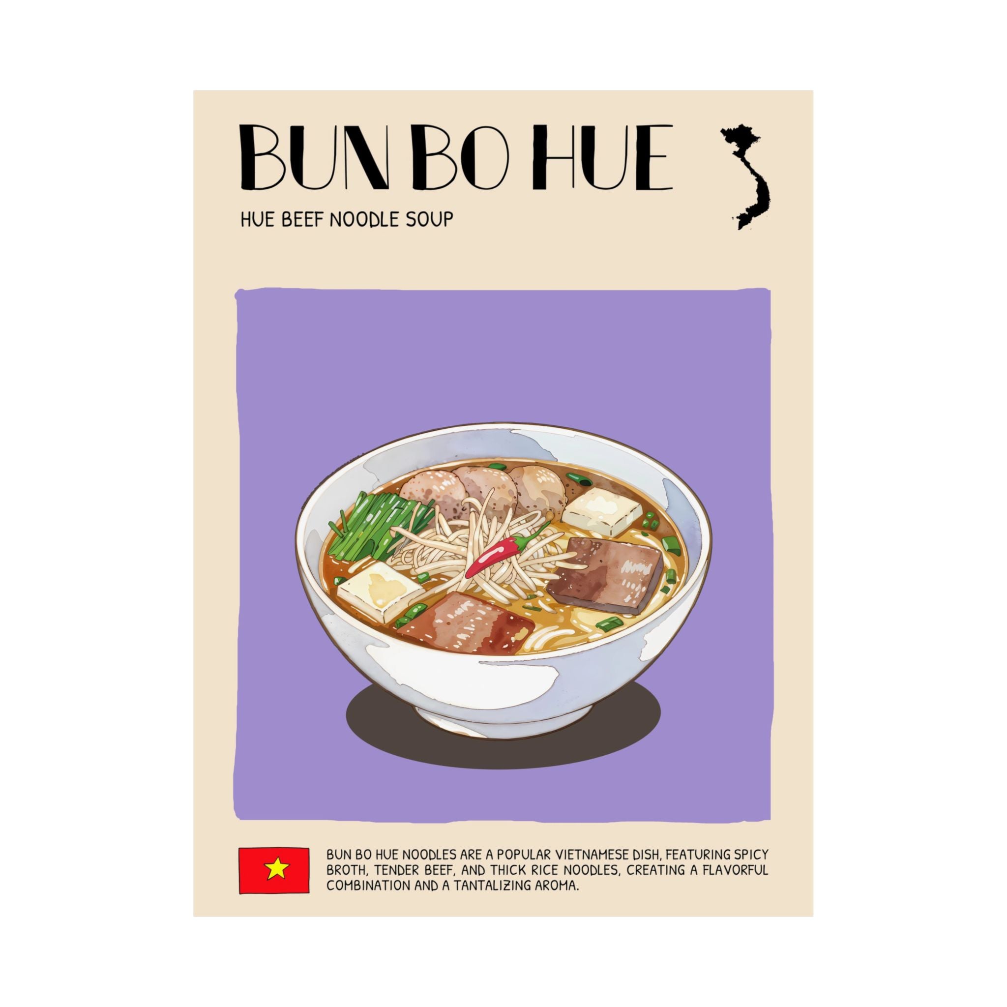 Bun Bo Hue Matte Poster — Vietnamese Food Kitchen Art