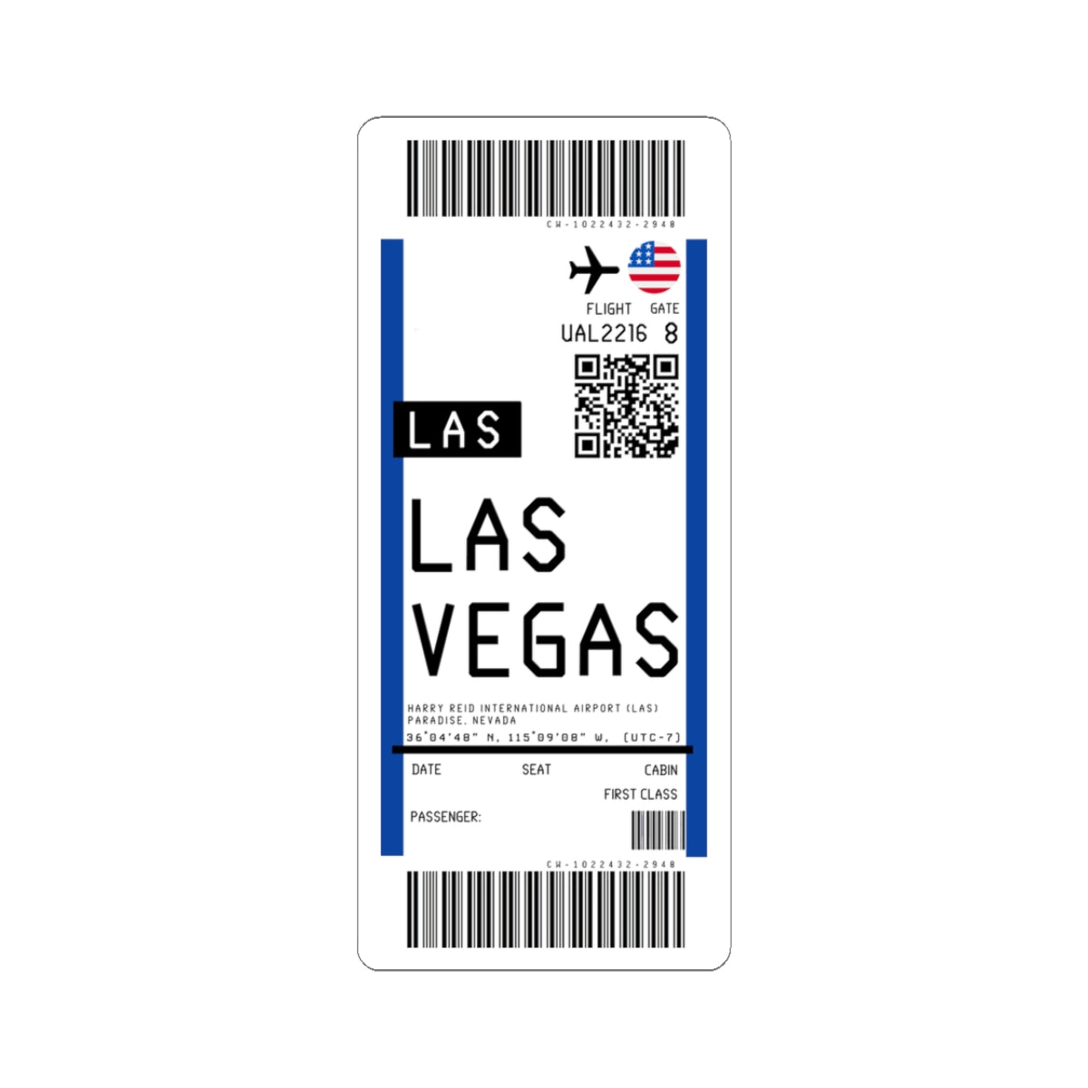 Harry Reid International Airport (LAS) Boarding Pass Sticker — Travel Luggage Decal