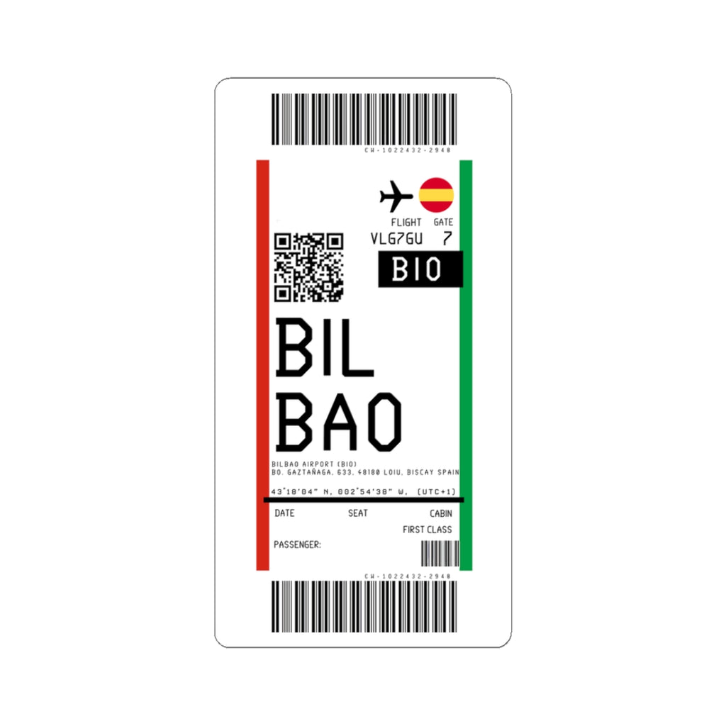 Bilbao Airport (BIO) Boarding Pass Sticker — Travel Luggage Decal
