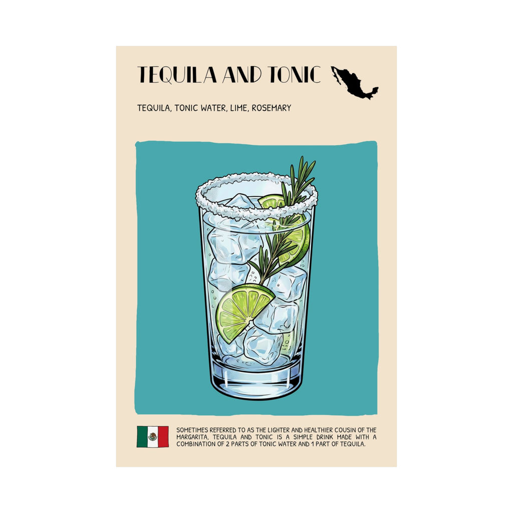 Tequila and Tonic Poster — Mexican Cocktail Art Print