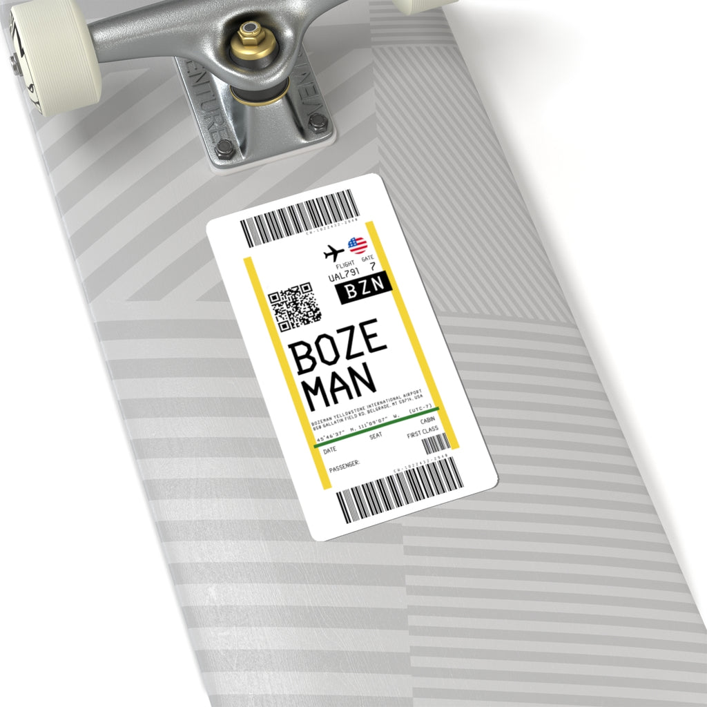 Bozeman Yellowstone International Airport (BZN) Boarding Pass Sticker — Travel Luggage Decal