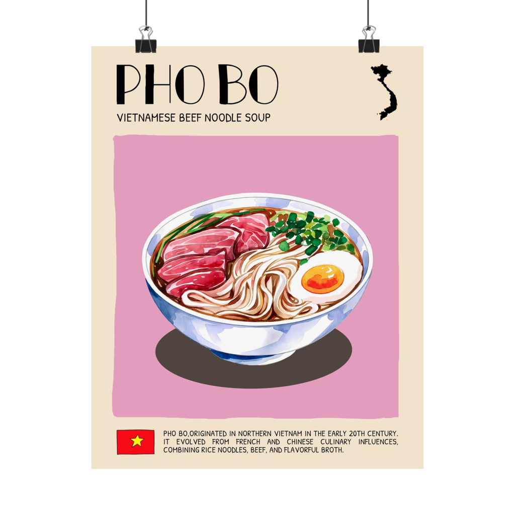 Pho Bo Poster — Matte Vietnamese Street Food Kitchen Art