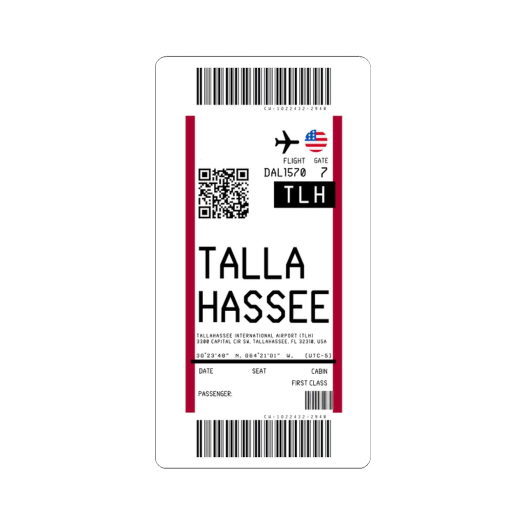 Tallahassee International Airport (TLH) Boarding Pass Sticker — Travel Luggage Decal
