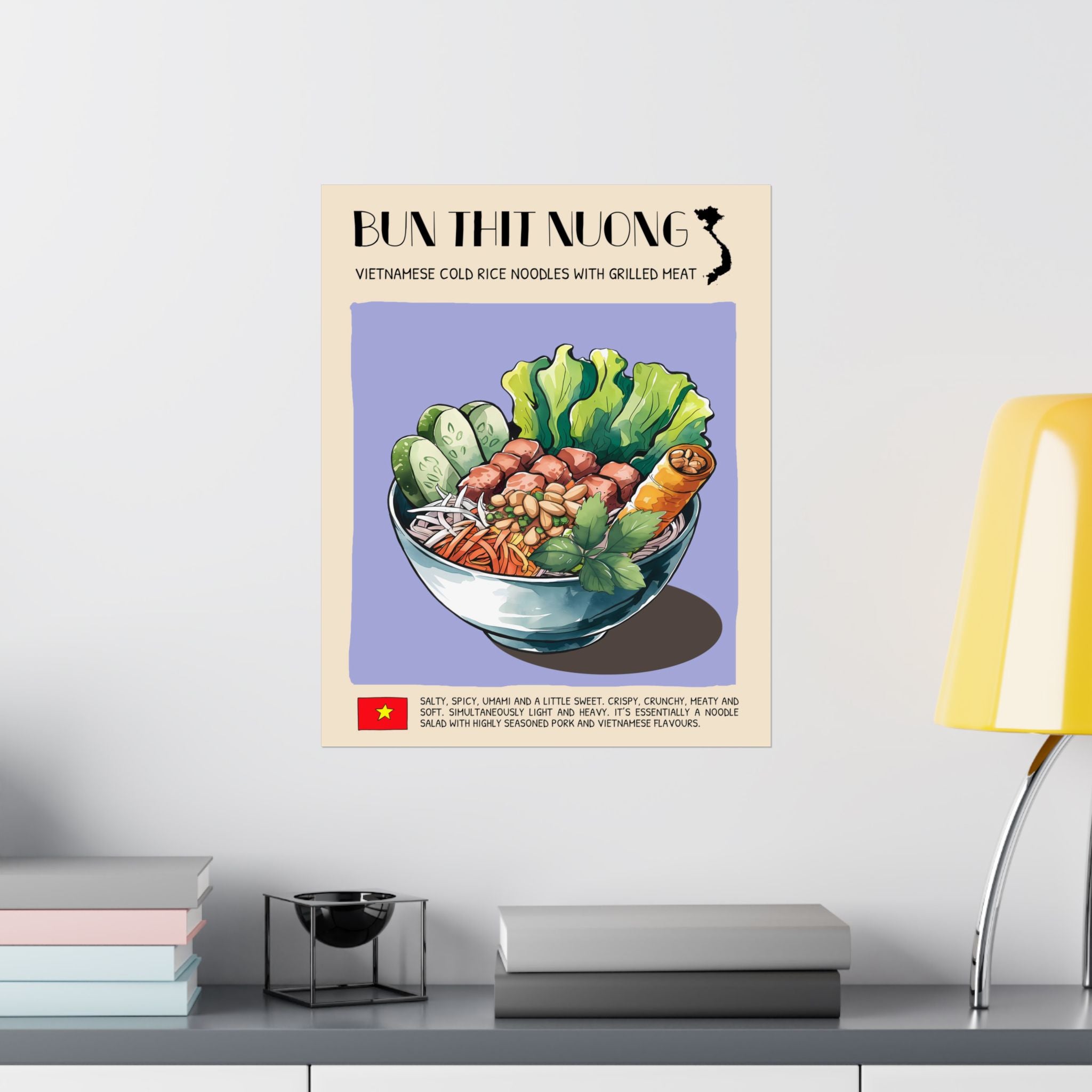 Bun Thit Nuong Matte Poster — Vietnamese Food Kitchen Art