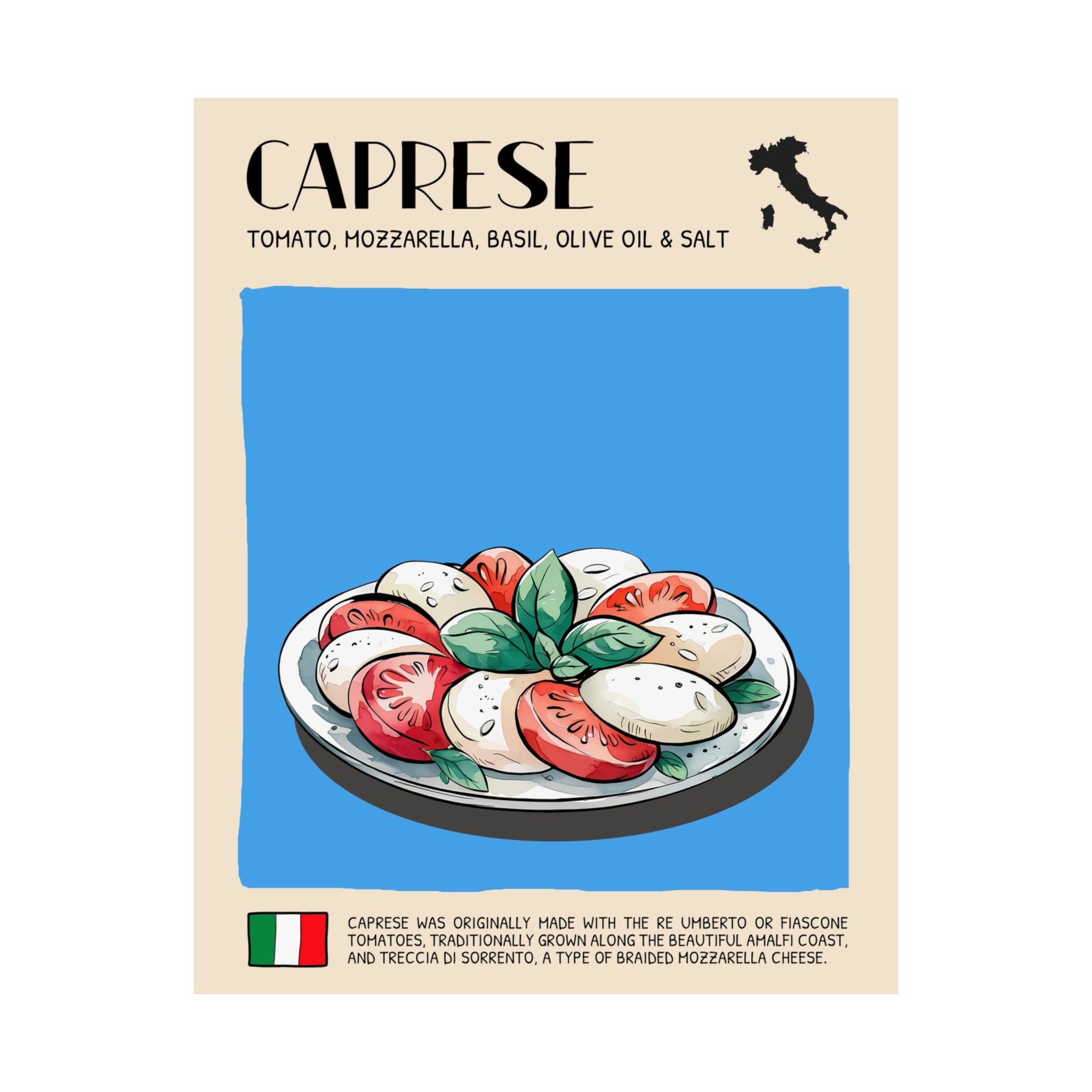 Caprese Poster —  Kitchen Art Vertical Matte Print