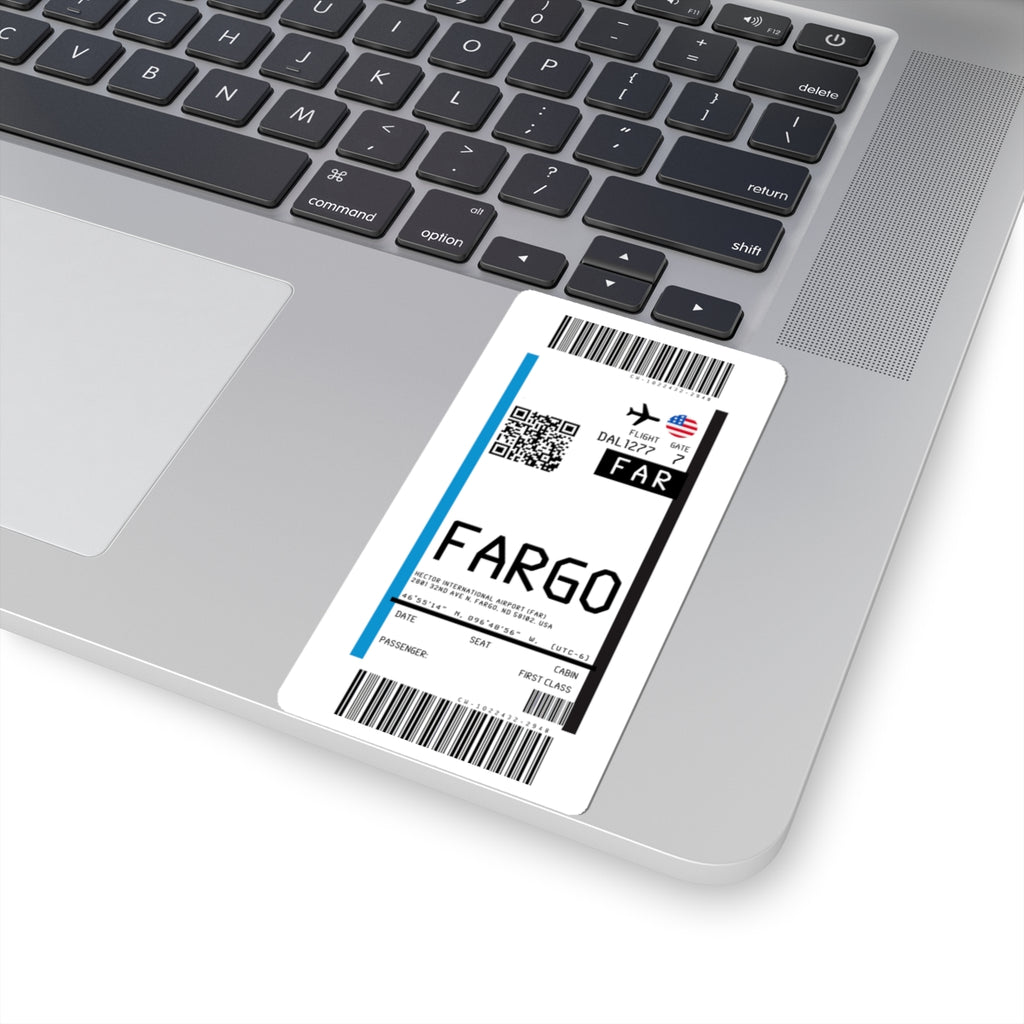 Hector International Airport (FAR) Boarding Pass Sticker — Travel Luggage Decal