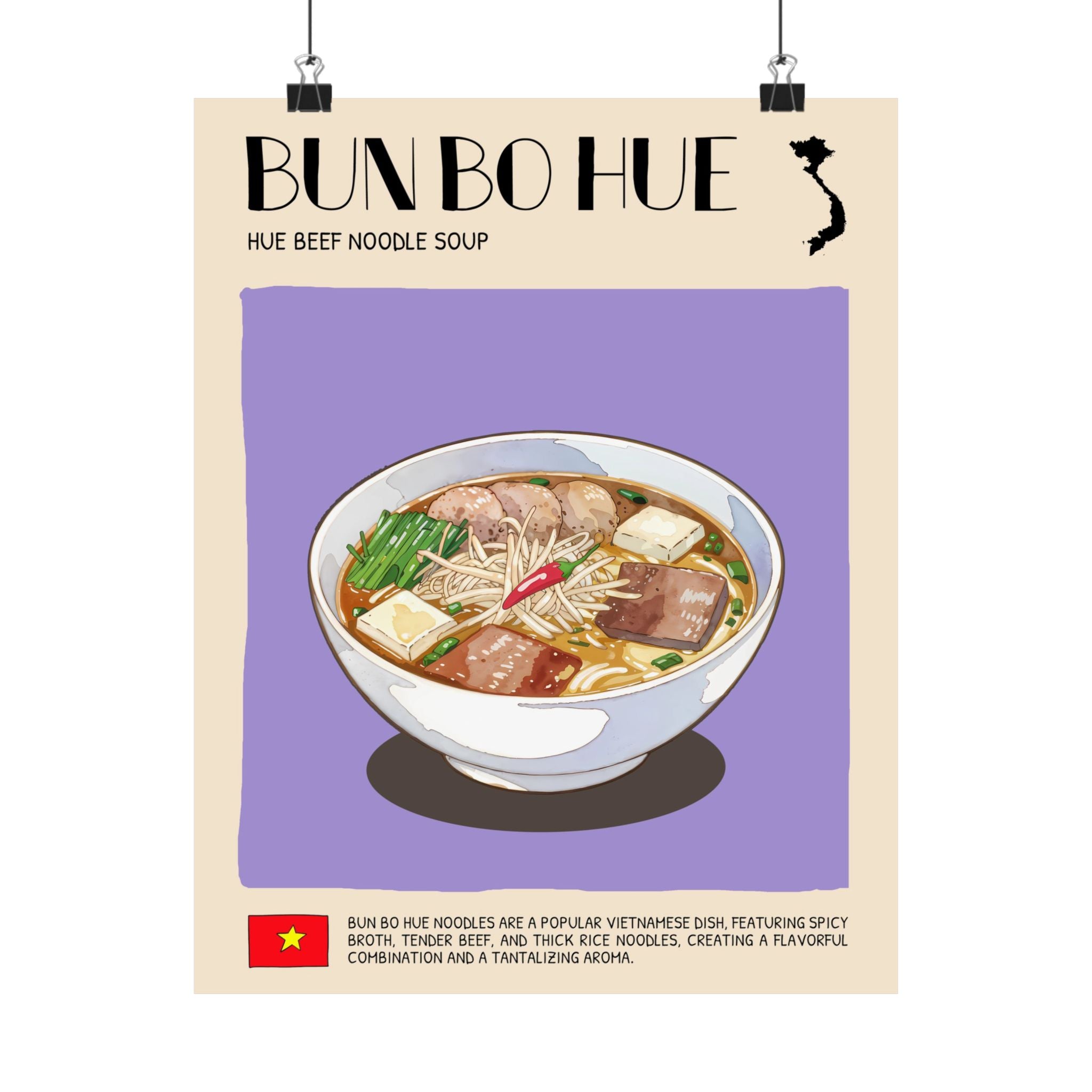 Bun Bo Hue Matte Poster — Vietnamese Food Kitchen Art