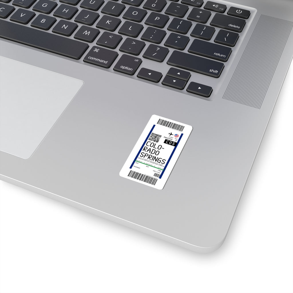 City of Colorado Springs Municipal Airport (COS) Boarding Pass Sticker — Travel Luggage Decal