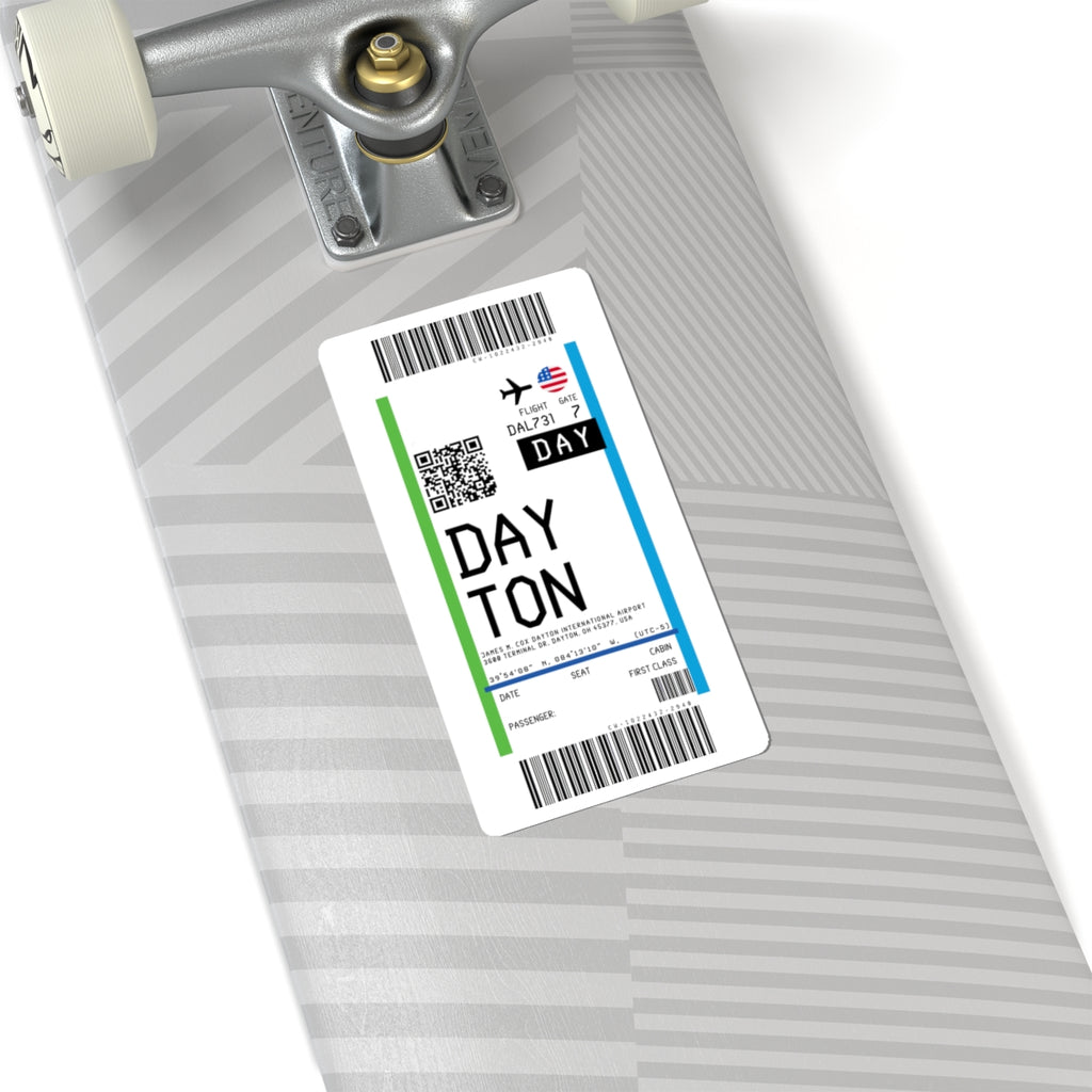 Dayton International Airport (DAY) Boarding Pass Sticker — Travel Luggage Decal