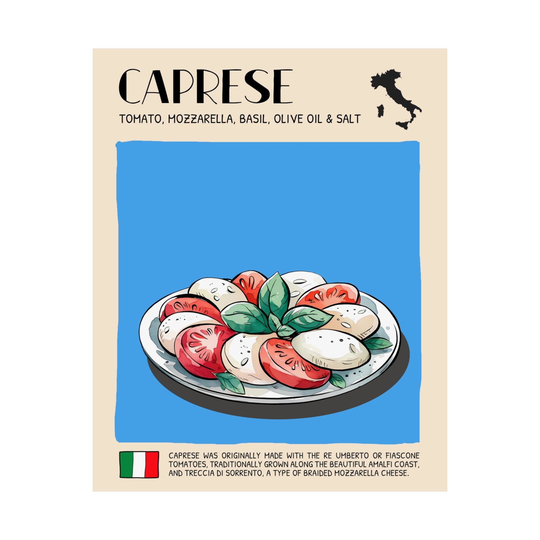 Caprese Poster —  Kitchen Art Vertical Matte Print