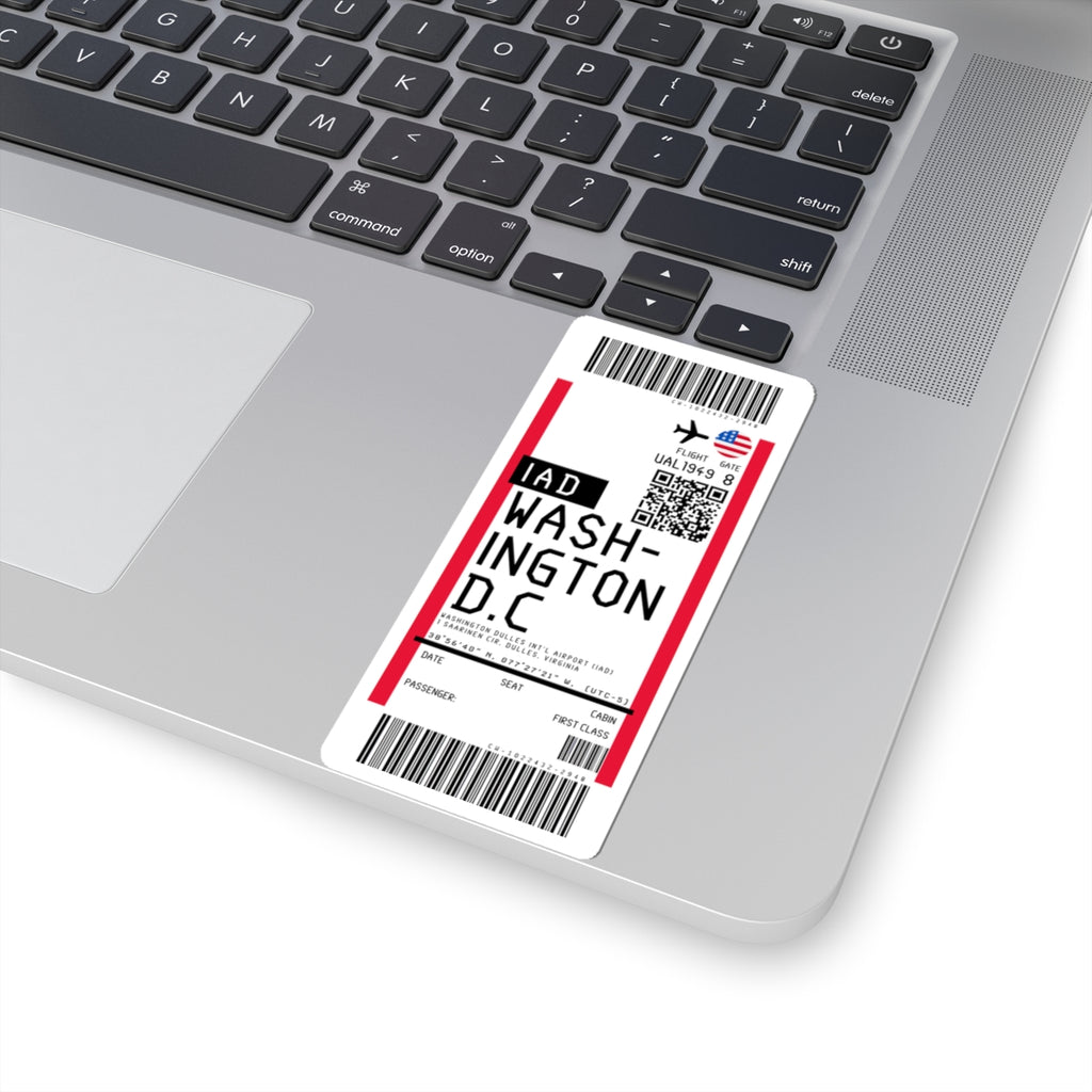 Washington Dulles International Airport (IAD) Boarding Pass Sticker — Travel Luggage Decal