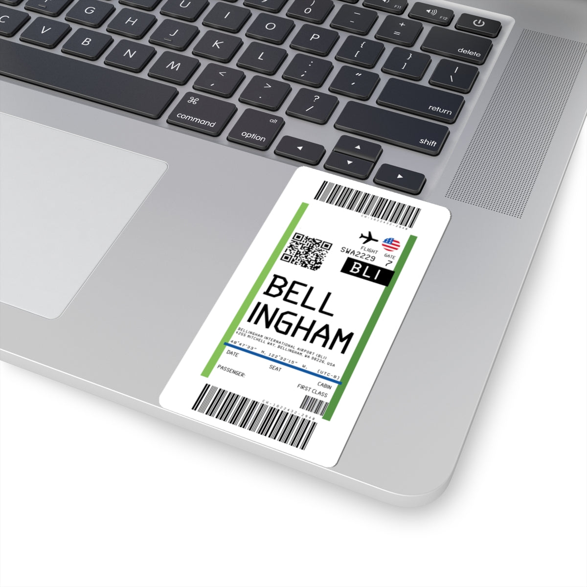 Bellingham International Airport (BLI) Boarding Pass Sticker — Travel Luggage Decal