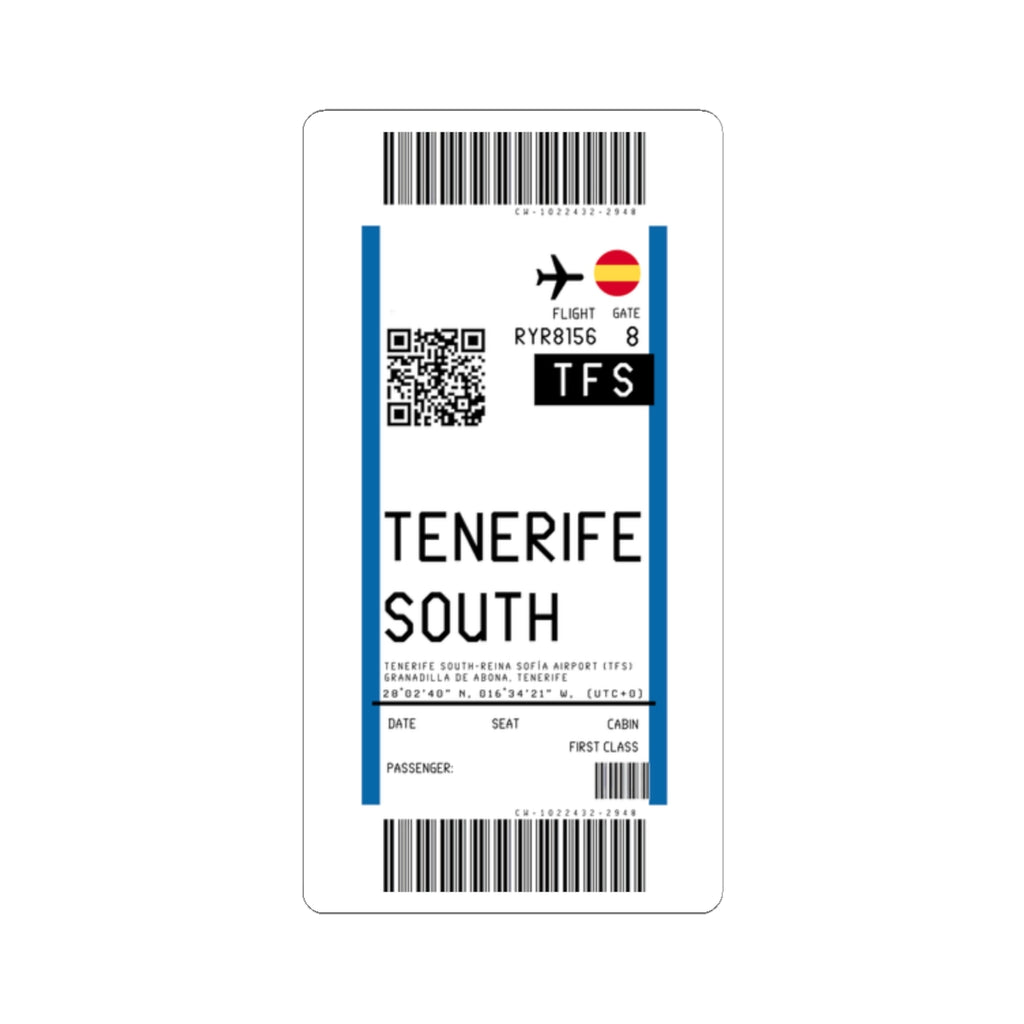 Tenerife South - Reina Sofia Airport (TFS) Boarding Pass Sticker — Travel Luggage Decal