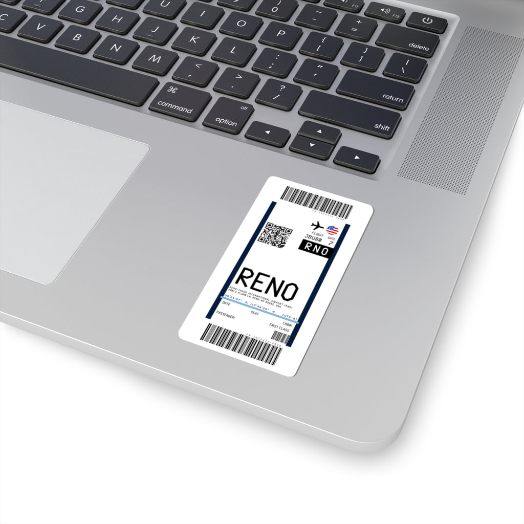 Reno-Tahoe International Airport (RNO) Boarding Pass Sticker — Travel Luggage Decal