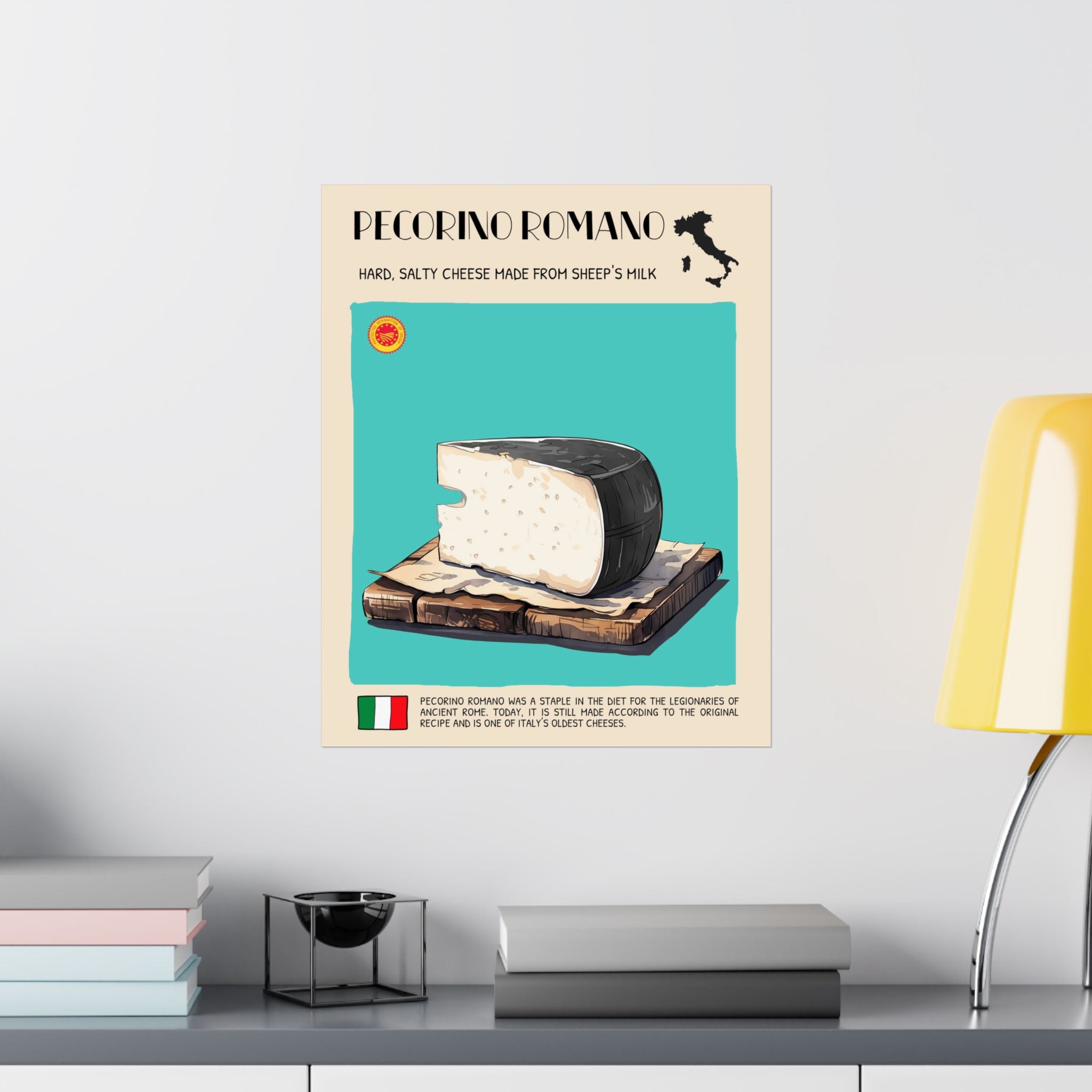 Pecorino Romano Cheese Poster — Kitchen Art Vertical Matte Print