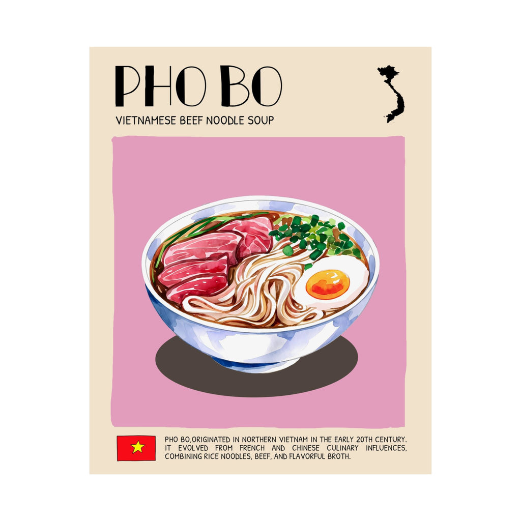 Pho Bo Poster — Matte Vietnamese Street Food Kitchen Art