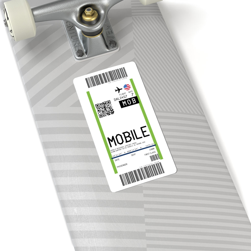 Mobile Regional Airport (MOB) Boarding Pass Sticker — Travel Luggage Decal