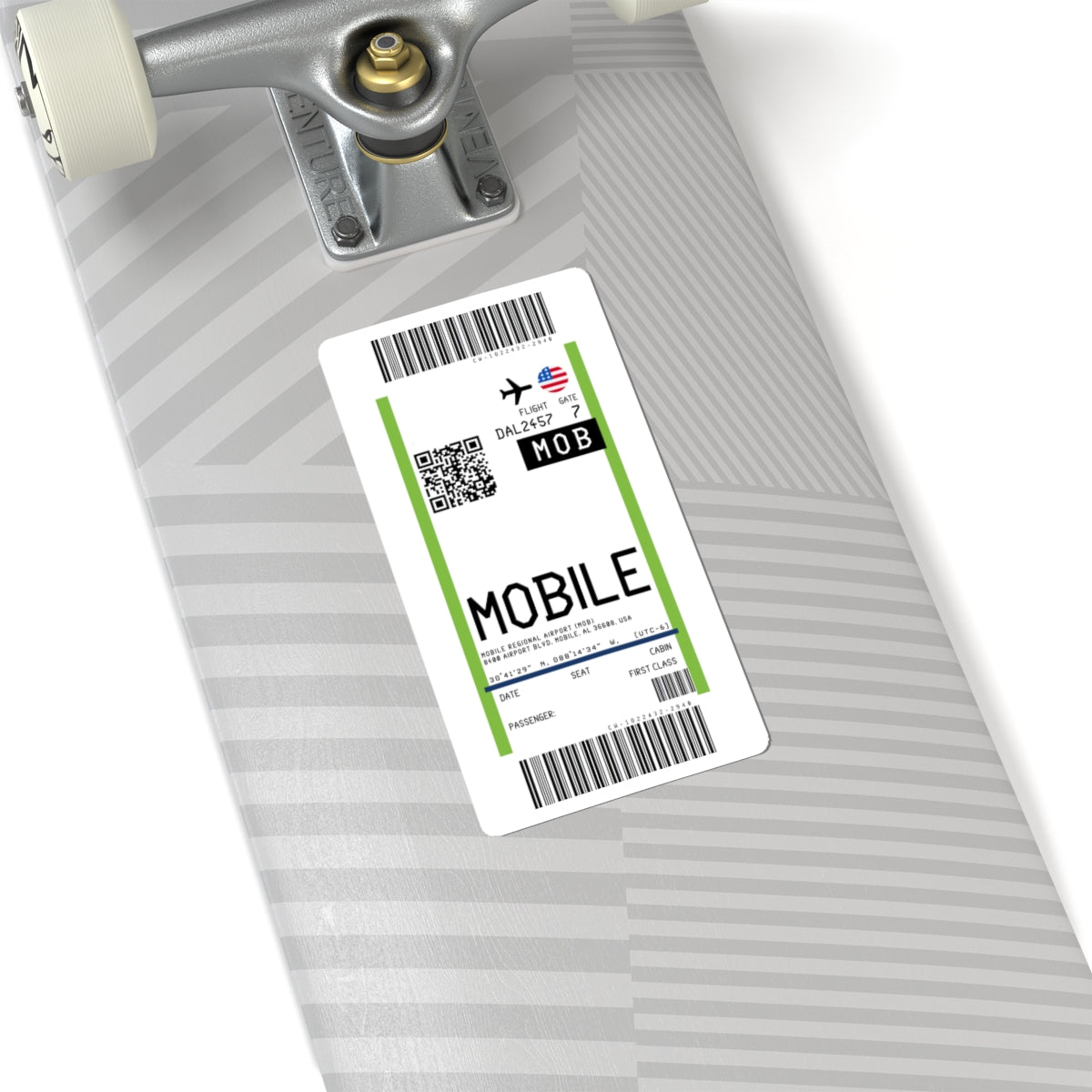Mobile Regional Airport (MOB) Boarding Pass Sticker — Travel Luggage Decal
