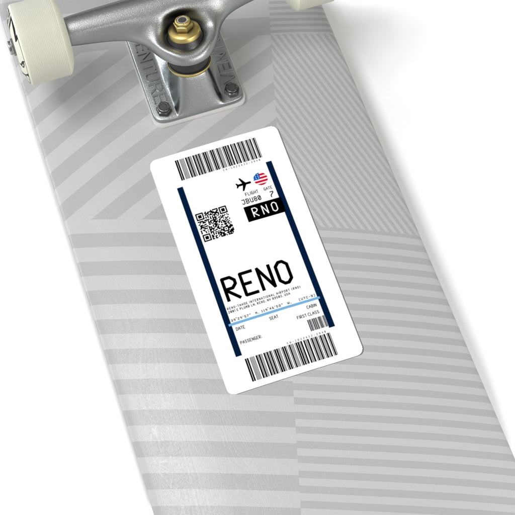 Reno-Tahoe International Airport (RNO) Boarding Pass Sticker — Travel Luggage Decal