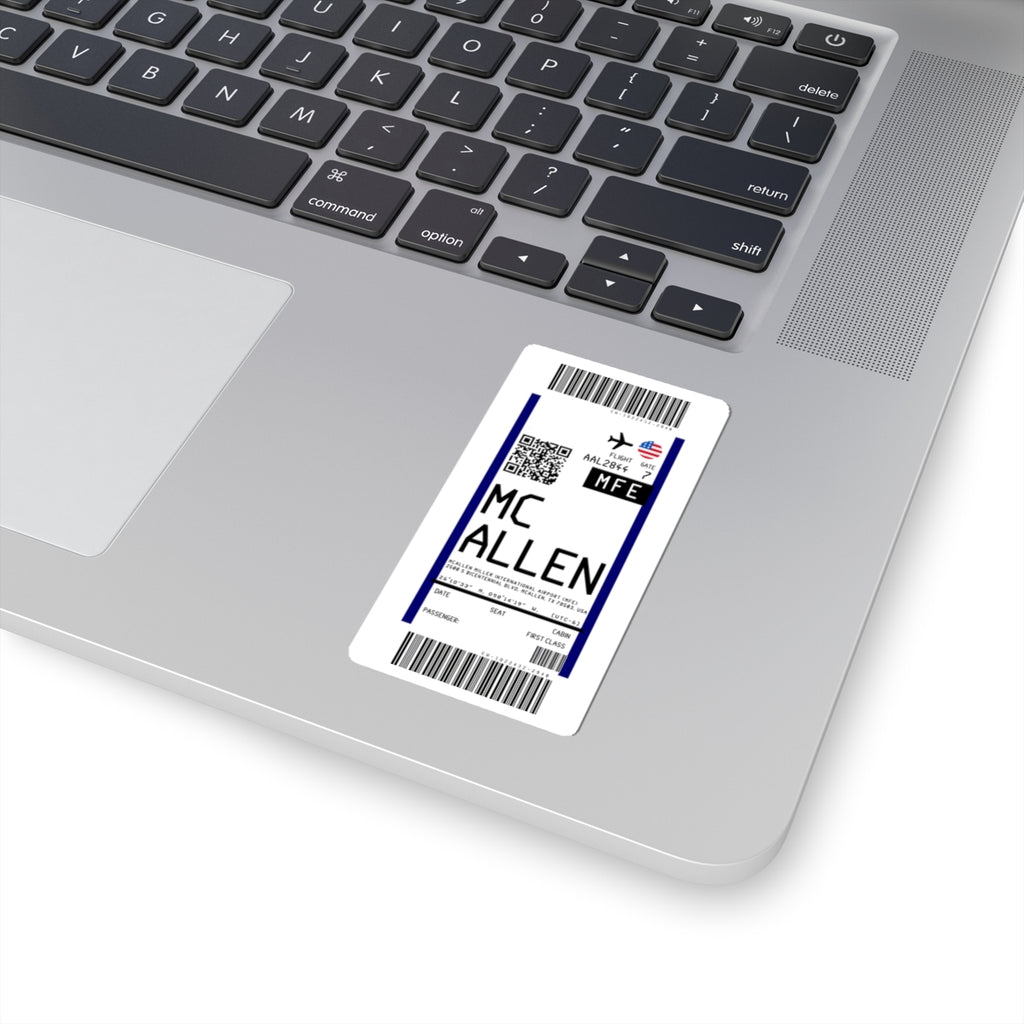McAllen Miller International Airport (MFE) Boarding Pass Sticker — Travel Luggage Decal